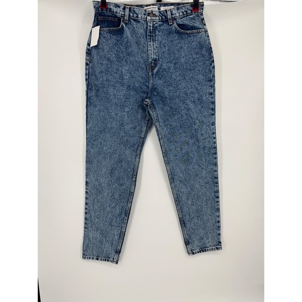 American Apparel High-Waist Jean Acid Wash Blue Tapered Mom Jeans‎ Size 34 Denim